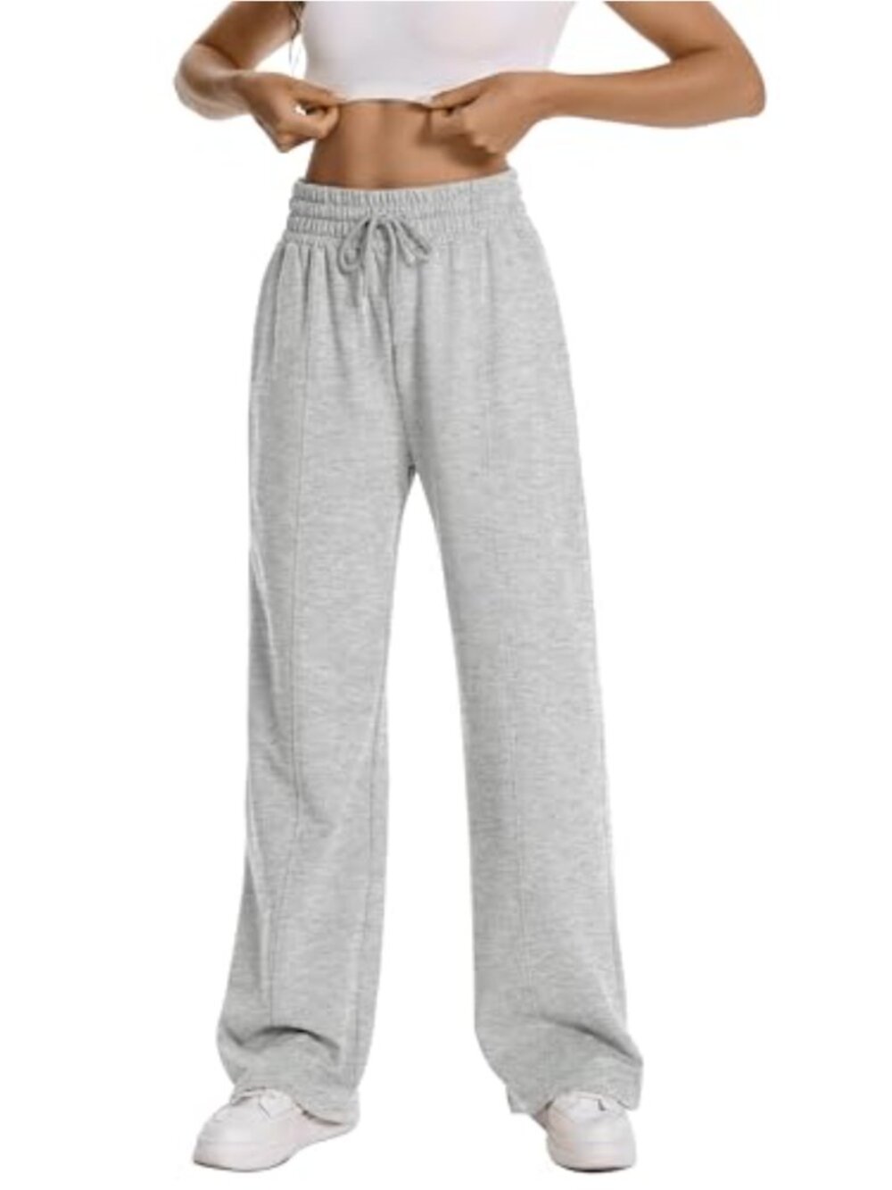 Women's High Waisted Drawstring Sweatpants Wide Leg Flare Joggers with Pockets